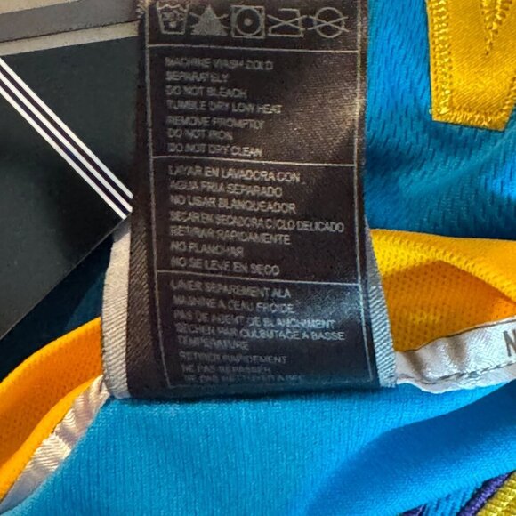 NWT Adidas Anthony Davis New Orleans Hornets #23 Jersey Blue Yellow Men's Size S - Picture 9 of 14